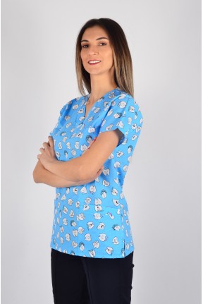 Desenli Tek Üst Mavi Diş