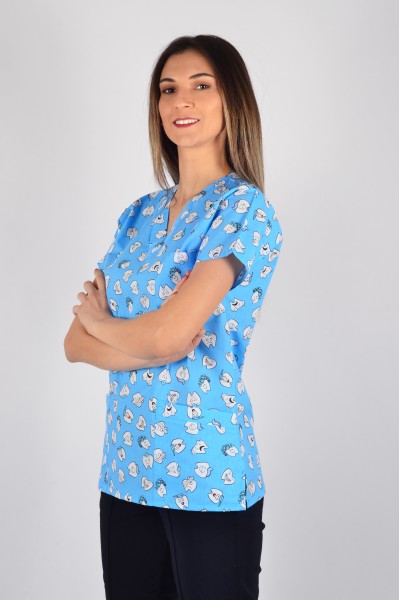 Desenli Tek Üst Mavi Diş