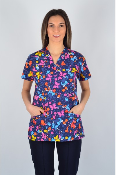 Desenli Tek Üst Renkli Kelebekler