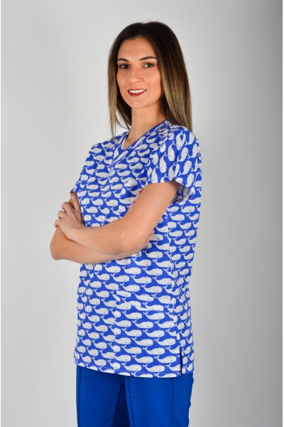 Desenli Tek Üst Beyaz Balina