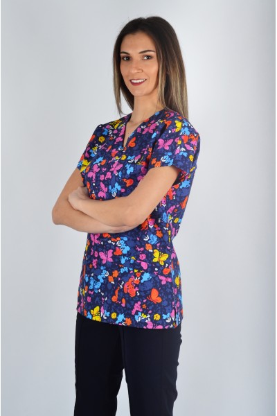 Desenli Tek Üst Renkli Kelebekler