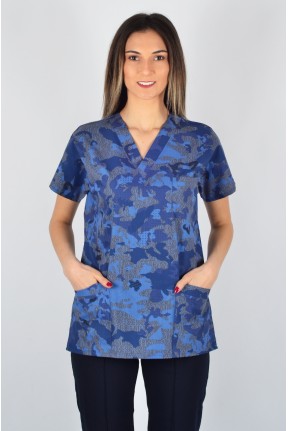 Desenli Tek Üst Petrol kamuflaj