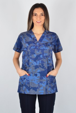 Desenli Tek Üst Petrol kamuflaj