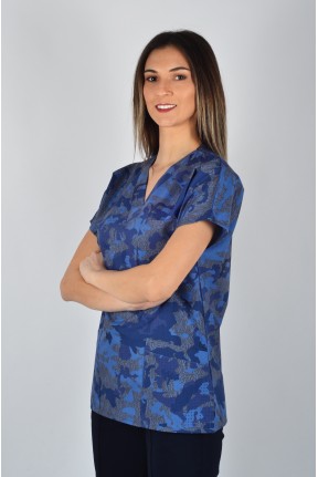Desenli Tek Üst Petrol kamuflaj