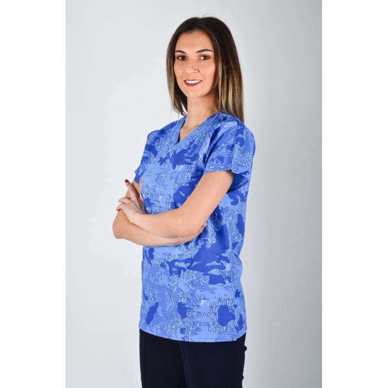 Desenli Tek Üst Petrol Yazılar