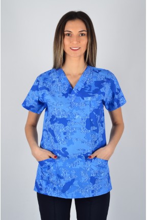 Desenli Tek Üst Petrol Yazılar