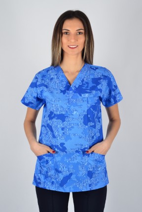 Desenli Tek Üst Petrol Yazılar