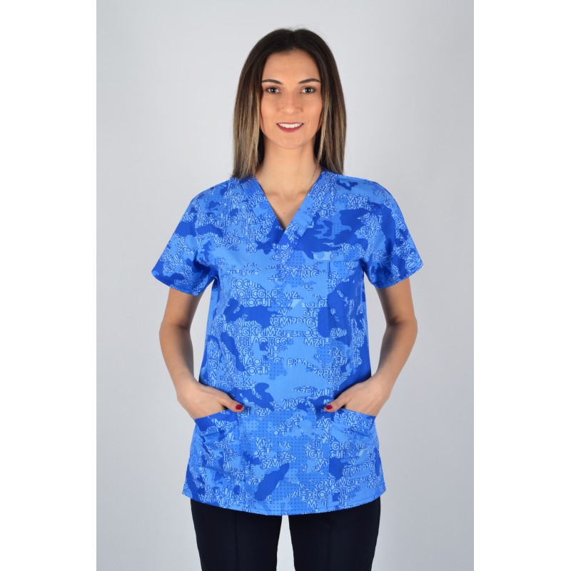 Desenli Tek Üst Petrol Yazılar