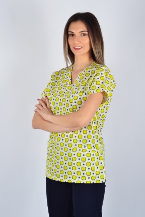 Desenli Tek Üst Sarı Kareler