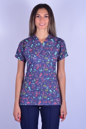 Likralı Desenli Tek Üst