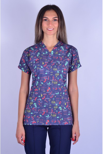 Likralı Desenli Tek Üst