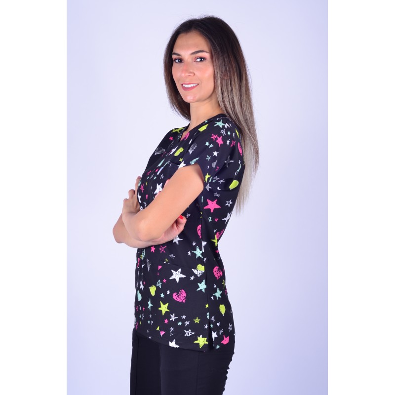 Likralı Desenli Tek Üst