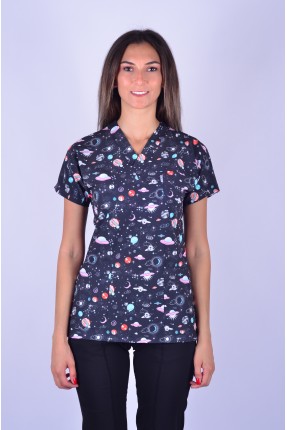 Likralı Desenli Tek Üst