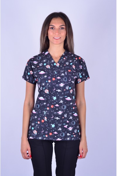 Likralı Desenli Tek Üst