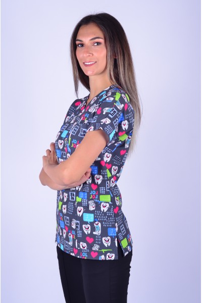 Likralı Desenli Tek Üst