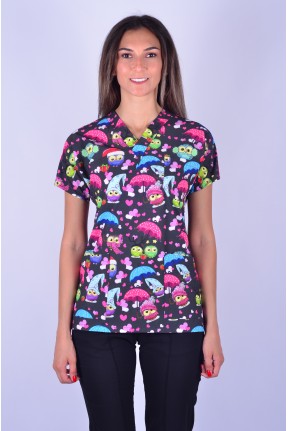 Likralı Desenli Tek Üst