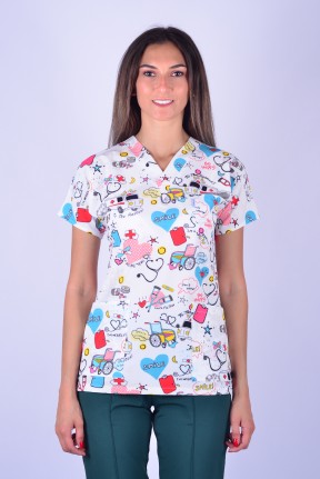 Likralı Desenli Tek Üst