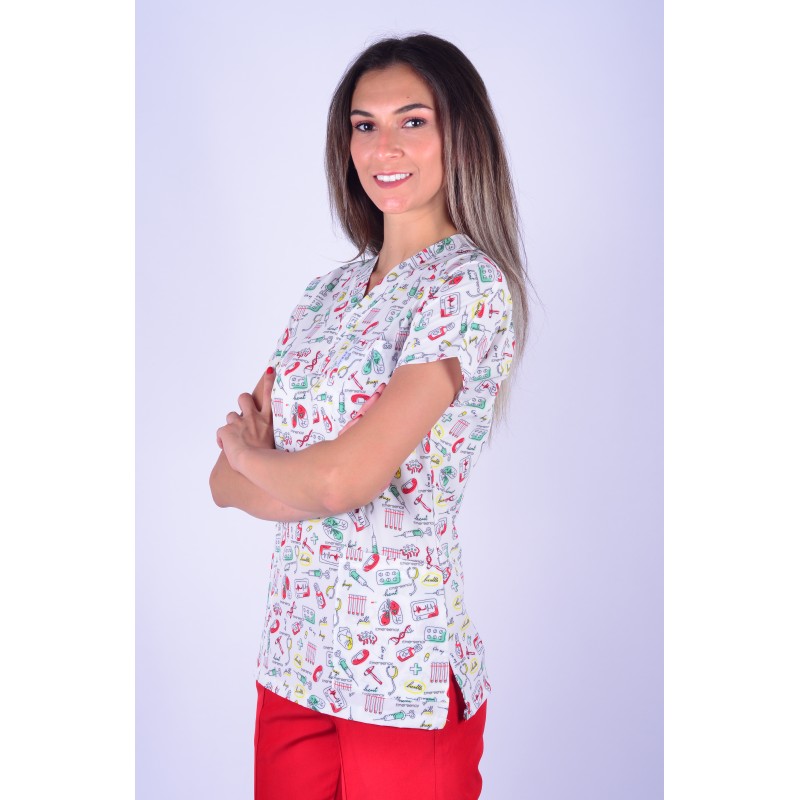 Likralı Desenli Tek Üst