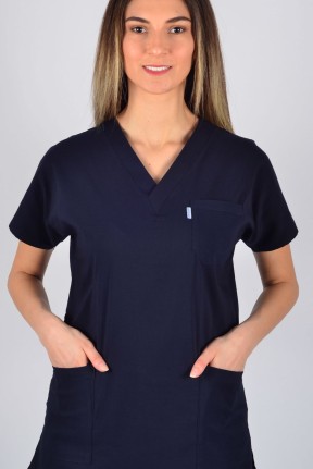 K-Flex  Likralı Lacivert Tek Üst